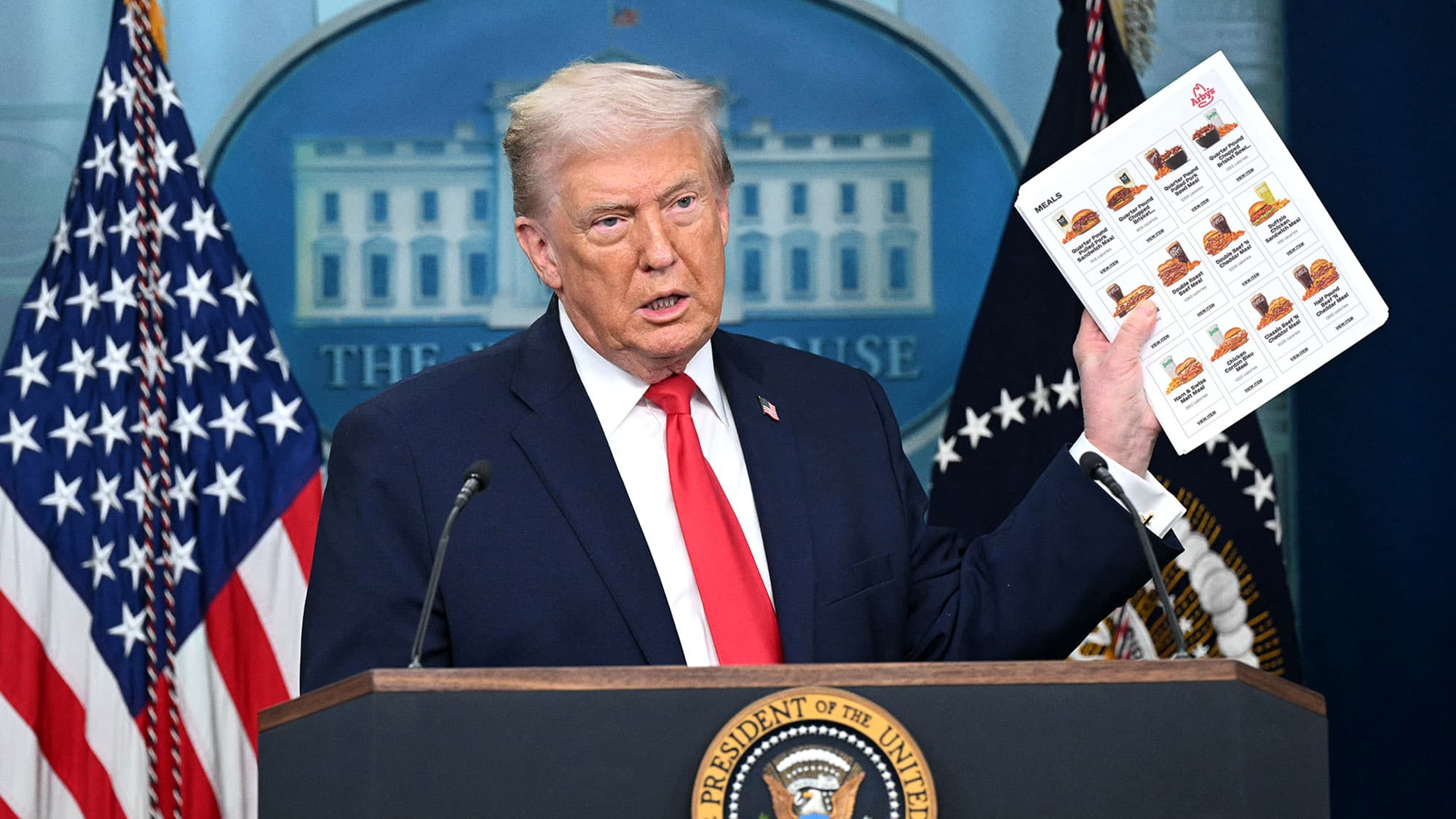Trump's Bizarre Arby's Menu Reading Stunt Sends Approval Ratings Soaring 30 Points
